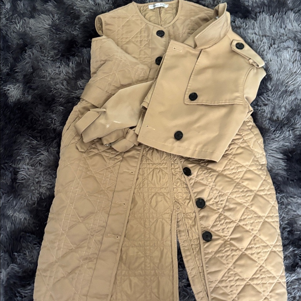Source Unknown Beige Quilted Jumpsuit - Picture 2 of 3